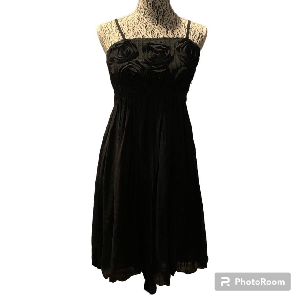 Vintage Black Silk Rosette Dress